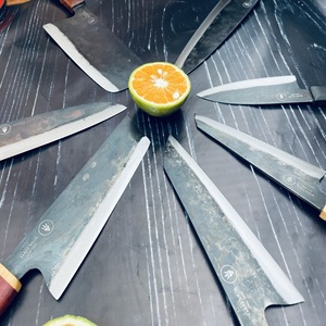 Cuchillos de cocina japoneses de acero al carbono, hechos a mano, martillados - Product Image 5