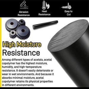 1 упаковка стержней из сополимера ацетала, длина 500 мм, черные, износостойкие, стандартные, из пластика POM, для использования в качестве штифтов и пластиковых прутков - Product Image 3