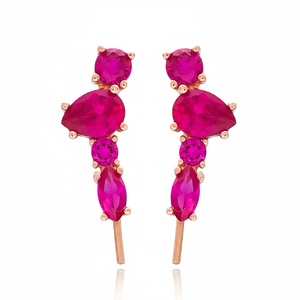 Ruby Stone Auricle <b>Earring</b> Pink Stone <b>Cuff</b> <b>Earring</b> Turkish Wholesale 925 Sterling <b>Silver</b> Jewelry - Product Image 2