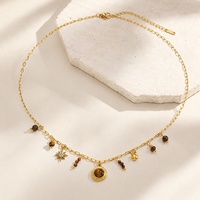 Collier pendentif œil de tigre en perles superposées vintage SUMMLY, plaqué or 18 carats, chaîne en acier inoxydable, bijoux de mode pour femmes