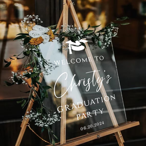 2024 fournitures de fête senior College Photo Graduation acrylique Welcome Sign stand photo - Product Image 3
