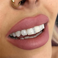 Grilles dentaires Hip Hop pour dents supérieures et inférieures, bijoux et accessoires dentaires plaqués pour costumes de rappeur et cosplay