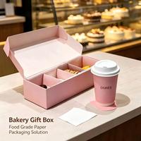 Juego de Empaque para Panadería de Cartón Reciclado Rígido, Plegable y Reciclable con Logotipo Personalizado, Asa y Cinta, Materiales Reciclados de Cuatro Colores
