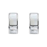 Boucles d'oreilles minimalistes en argent sterling S925 avec pierre CZ de qualité 5A et coquille de nacre blanche pour femmes
