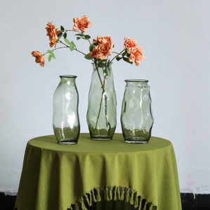 Jarrón de Vidrio Irregular Verde Claro Abierto Bixuan de Alta Gama Nórdica, Nuevo Diseño Moderno y Simple con Estilo Costero para Decoración de Mesa - Product Image 1