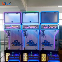 Super Mega 18" Cabinet d'arcade grue compacte, machine de jeu d'adresse attrape-jouets en métal avec éclairage LED, équipement de distribution de peluches