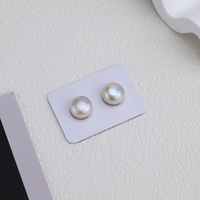 Perles de pain en gros, demi-trou, 4A, légères, sans défaut, naturelles, d'eau douce, semi-finies, boutons aplatissés, blanc perle, 12-13mm