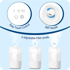 เครื่องเพิ่มความชื้นในอากาศอัลตราโซนิกแบบเติมน้ำด้านบน 4 ลิตร พร้อมไฟ LED แสดงสถานะไอน้ำเย็นและอุ่น ควบคุมผ่านแอปพลิเคชัน สำหรับบ้านและห้องเด็ก - Product Image 4