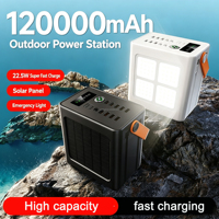 Station d'alimentation portable à charge rapide pour l'extérieur, 120000 mAh, haute capacité, 22,5 W, avec lumière LED, support micro USB, banques d'alimentation 120000 mAh