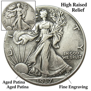 Réplique de pièce de monnaie commémorative Walking Liberty Half Dollar de style antique, 1916S-1947S, en laiton plaqué argent, à imprimer, pièce de collection - Product Image 3