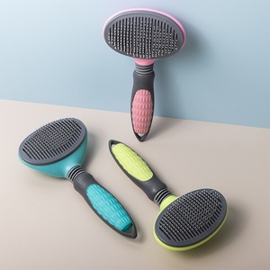 Brosse à poils pour animaux de compagnie autonettoyante avec embouts arrondis en acier inoxydable et poignée antidérapante pour le toilettage des chiens et des chats - Product Image 5