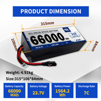 Baterai Solid State 66Ah 66000mAh 6S 23.7V 1564.2Wh 320Wh/kg untuk Drone Angkut Berat, UAV, dan Robot