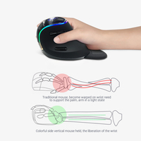 2.4G Mouse Tangan Kanan Nirkabel RGB Mouse Ergonomis Vertikal untuk Mouse Desktop Laptop Gaming