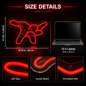 Superhero gesture Letreros Neon LED indoor hanging ambient light shop <b>sign</b> wall decoration light entrance indicator light 5v 12v - Product Image 5