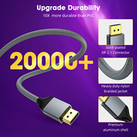 Kabel DP 2.1 Male to Male 16K UHD 4K/240Hz DisplayPort ke DP (1m/2m/3m) untuk Monitor Laptop Konsol Game PC Proyektor HDTV