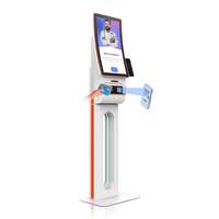 Kiosco de autoservicio POS táctil de 23.6 pulgadas para montaje en pared o de pie, con impresión de recibos, escaneo de códigos QR y SDK facial para interiores.