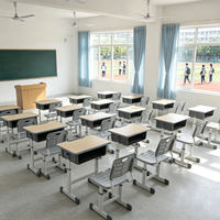 Ensemble bureau et chaise pour étudiants réglables en hauteur, MDF 600x400mm, bordure en PP, mobilier scolaire pour salle de classe, CE ISO pour l'Indonésie