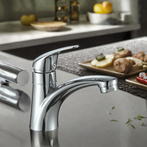 Rubinetto Moderno Cromato Monocomando per Lavabo con Valvola in Ceramica, Miscelatore Monoforo da Appoggio per Bagno - Product Image 3
