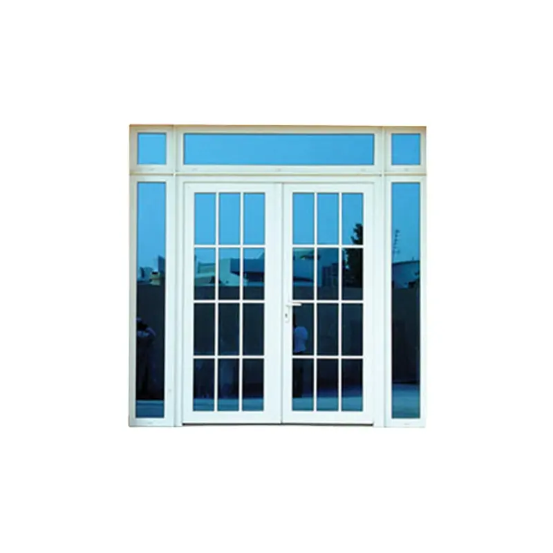 Vendita all'ingrosso UPVC profilo casa scorrevole in vetro Design mezzo vetro porta in legno moderno semplice PVC Design grafico bianco finito