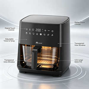 Anbolife Nuova Friggitrice ad Aria Digitale in Vetro da 4.3L 1350W Forno ad Aria Senza Olio CE GS LFGB EMC/LVD ERP PEACH/RoHS Senza PFAS OEM ODM - Product Image 3