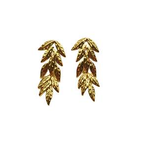 Boucles d'oreilles pendantes tendance en acier inoxydable 316L plaqué or PVD, design feuille durable et résistant - Product Image 1