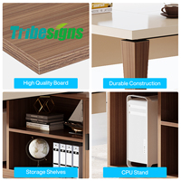 Meubles de bureau à domicile Tribesigns Table d'ordinateur de bureau de direction en bois modulaire de 71 pouces avec armoire Grand bureau en forme de L