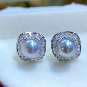 SGARIT gros bijoux 925 boucles d'oreilles en argent 7-8mm réel japon <span class=keywords><strong>Akoya</strong></span> mer eau perle haute qualité boucles d'oreilles pour les femmes - Product Image 5