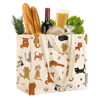 Sac fourre-tout en toile extra large à imprimés animaliers, recyclable et écologique - Sac de courses réutilisable à porter à l'épaule, 6 poches intérieures, 2 compartiments