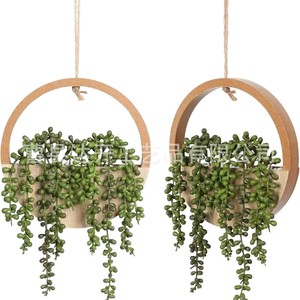 Artificial Plant Wooden Hanging Basket For Home <b>Wall</b> <b>Decoration</b> Storage <b>Flower</b> Pot With High Simulation Feature - Product Image 5