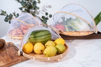 Dineren Buiten Picknick Om Vliegen Buiten Te Houden Insecten Muggen Bamboe Tent Mand Brood Groente Fruit Geweven Bamboe Manden