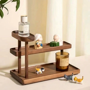 Solid Wood Three Tier <b>Desktop</b> <b>Shelf</b> For Cosmetics Perfume Jewelry Display Rack Natural Color 3 Floors - Product Image 1