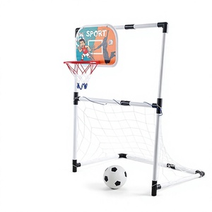 Jouet sportif : Mini <span class=keywords><strong>panier</strong></span> <span class=keywords><strong>de</strong></span> <span class=keywords><strong>basket</strong></span> 2-en-1 à hauteur réglable avec support et but <span class=keywords><strong>de</strong></span> football en plastique multicolore pour l'entraînement des garçons - Product Image 4