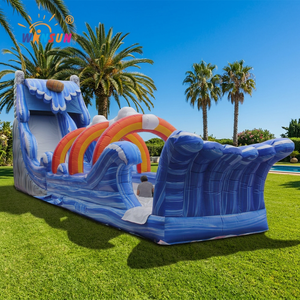 WINSUN parque acuático <span class=keywords><strong>cascada</strong></span> azul océano ola arco tobogán inflable <span class=keywords><strong>con</strong></span> <span class=keywords><strong>piscina</strong></span> para adultos N niños - Product Image 1