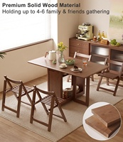 Ensemble de table à manger pliante moderne avec 4 chaises pliantes, gain de place, extensible, en bois massif, avec plateau rabattable, mobilier de maison ZDCZ006 (Stock US)