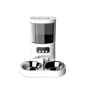 4L Dog Cat Timed Feeding with Daul Stainless Steel Bowls Recording Automatic Pet Feeders Smart Food Dispenser with button