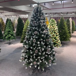 Sapin de Noël artificiel d'extérieur en PVC floqué de haute qualité de 5 pieds/6 pieds/7 pieds avec lumières LED multicolores - Product Image 1