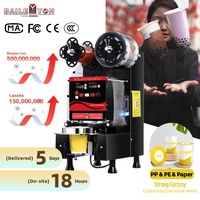 Machine de scellage automatique de gobelets Baiwin 90-95 mm pour gobelets en plastique PP PE PC, scellage à chaud et à froid, 500 gobelets par heure, pour thé au lait