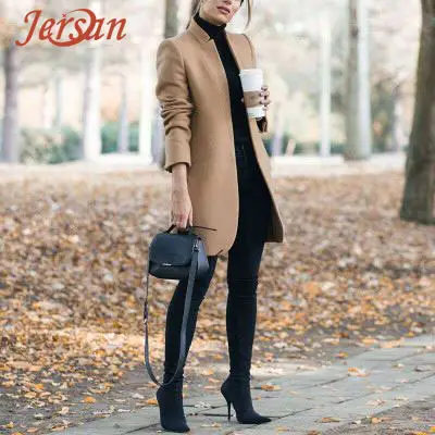 Popular Winter Coats And Jackets Women Plus Size Long Wool Coat Warm Korean Elegant Vintage Coat Female Cloak Cape Khaki Jacket