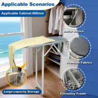 Planche à repasser murale pliable de luxe avec housse, gain de place, compacte, tiroirs de rangement sur table, robuste