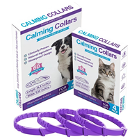 Colliers apaisants et calmants pour animaux de compagnie, en plastique souple, anti-anxiété, design imperméable, ensemble de quatre pièces de luxe moderne, emballé en boîte colorée, vente en gros