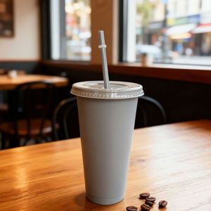 Wholesale Custom Color 710ML <b>Reusable</b> PP Plastic Coffee <b>Cup</b> BPA-Free Drinking Straw <b>Cup</b> With Lid & Straw for Promotional Gift - Product Image 5