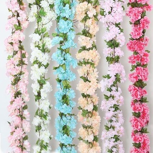 Unique Artificial Cherry Blossom <b>Vines</b> Peony Style Wall Hanging Wedding Decor Deep Pink Rose Red Blue White Champagne <b>Light</b> Pink - Product Image 1
