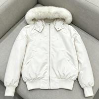 Veste bomber à capuche avec col en fourrure pour homme, logo de marque personnalisé, streetwear Y2K, veste d'hiver chaude de haute qualité, veste d'extérieur