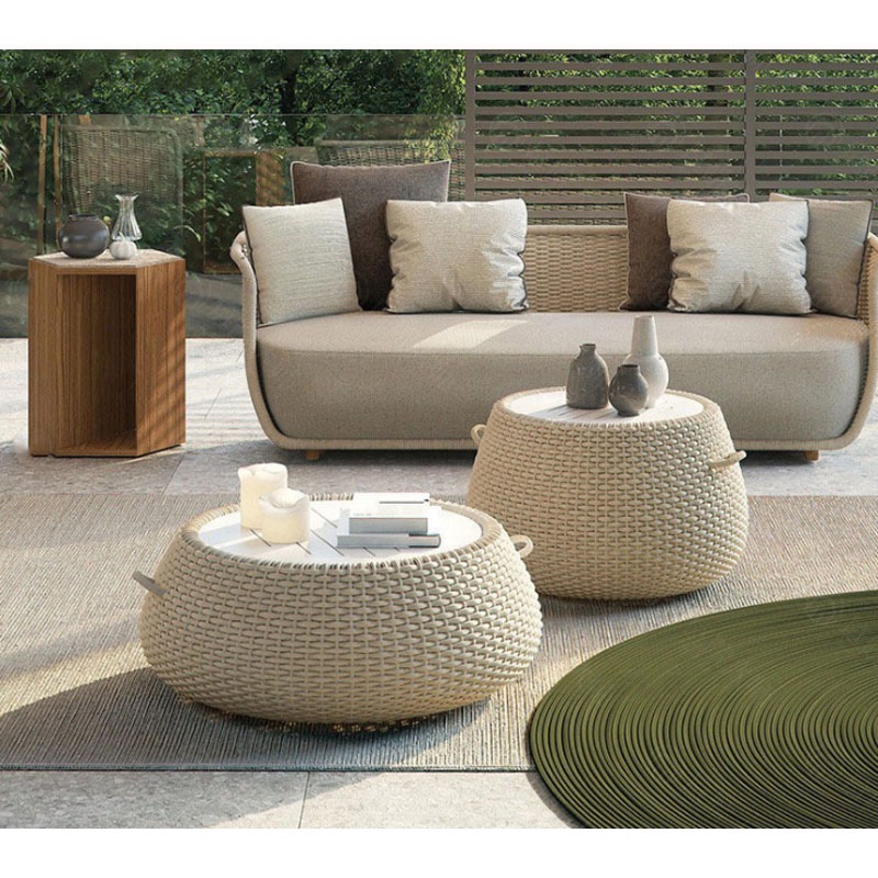 Modern Villa courtyard patio garden outdoor furniture rope sofa set