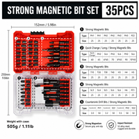 FEIDA – Kit de 35 embouts magnétiques robustes pour visseuse à chocs, en acier S2, embouts Phillips, plats, Torx, hexagonaux et kit de forets hélicoïdaux