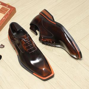 Chaussures Oxford brillantes pour hommes en cuir véritable, à bout carré, confortables, pour tenue de cérémonie, de mariage ou de bureau - Product Image 6