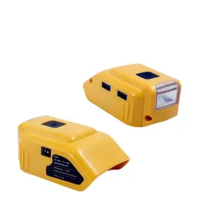 DCB090 14.4V-18V 2XUSB Port Pengisian DW Konverter Adaptor Charger untuk Embun 20V Lithium Ion Battery dengan Lampu Kerja LED