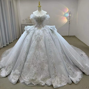 Vestido de Novia de Manga Larga, Vestido de Gala con Cuentas de Lujo, Vestido de Novia con Cola de Princesa, Vestido de Novia Lsjj91 - Product Image 1