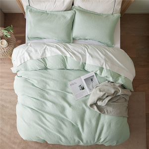 Juego de edredón de lino con gofres de Color sólido de estilo nórdico, gran <span class=keywords><strong>oferta</strong></span>, ropa de cama de algodón 100% tamaño King para Hotel, hogar, dormitorio, tres - Product Image 1
