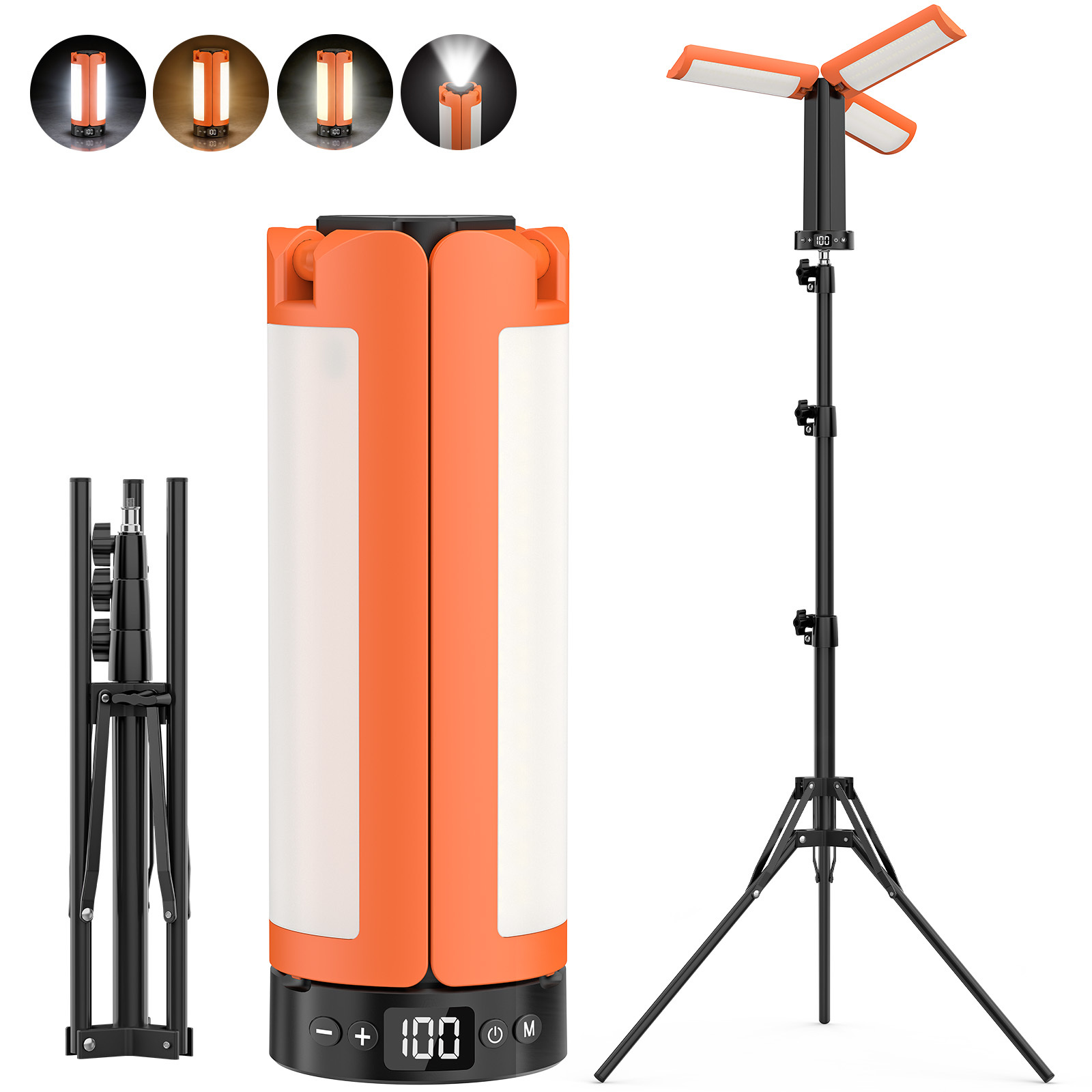 Compact Storage Tripod Stand Work Light High Density LED Beads Magnetic Base Multi-Mode Emergency Lighting for Car Repairing